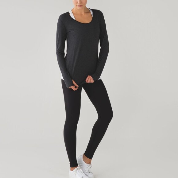Lululemon Yogini 5 Year Long Sleeve Tee Heathered Black size 10 Soft Gym Yoga - Picture 13 of 13